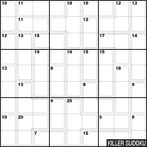 Killer Sudoku on Sudoku Syndication   Sudoku  Super Sudoku  Samurai Sudoku  Killer