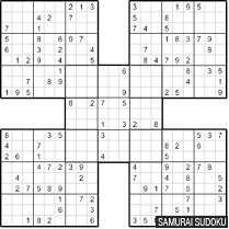 View one of our rated symmetrical Samurai Sudoku puzzles